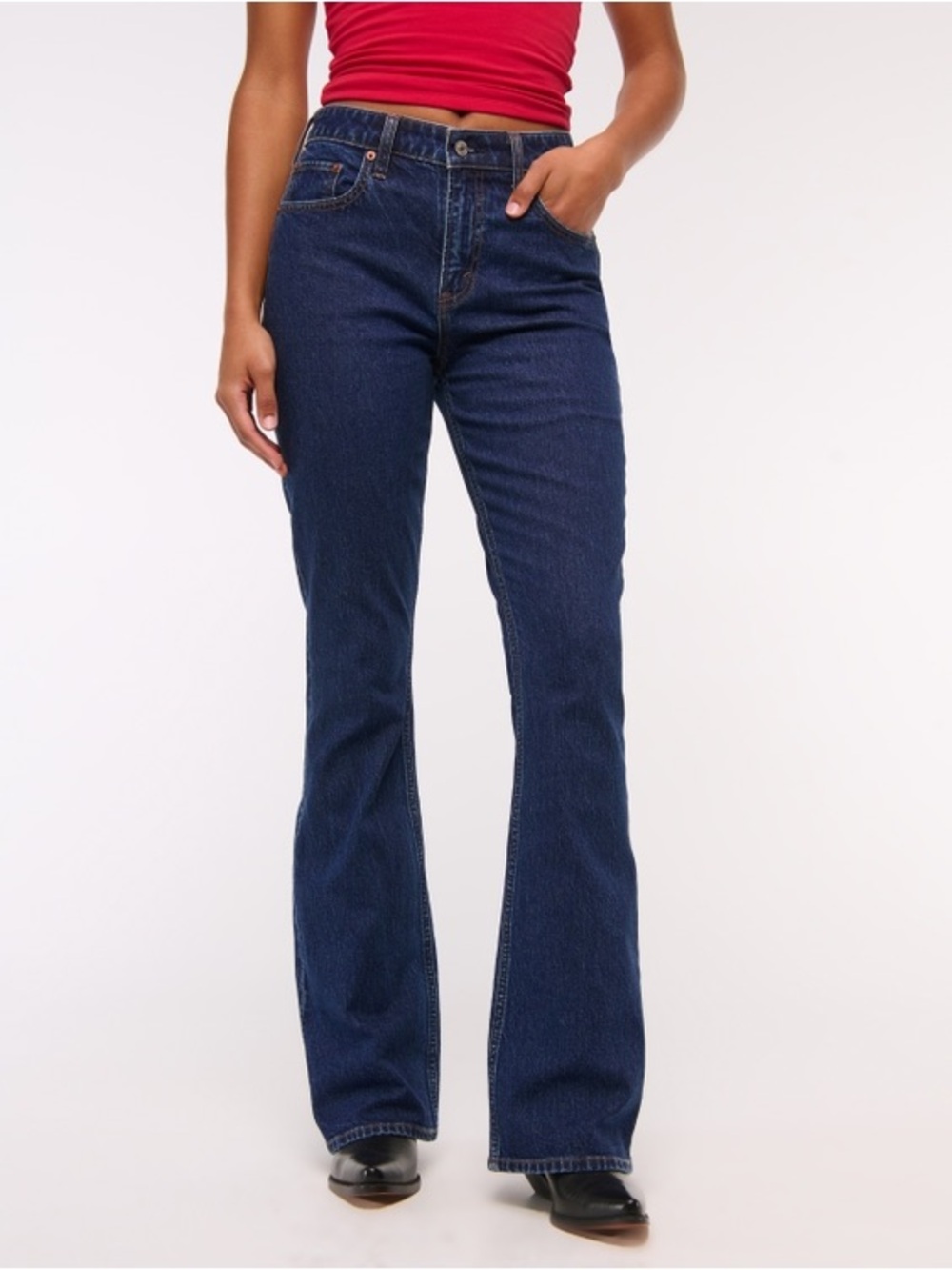 Abercrombie & Fitch Curve Love Dark Blue Mid-Rise Bootcut Jeans Women’s 29 Short
